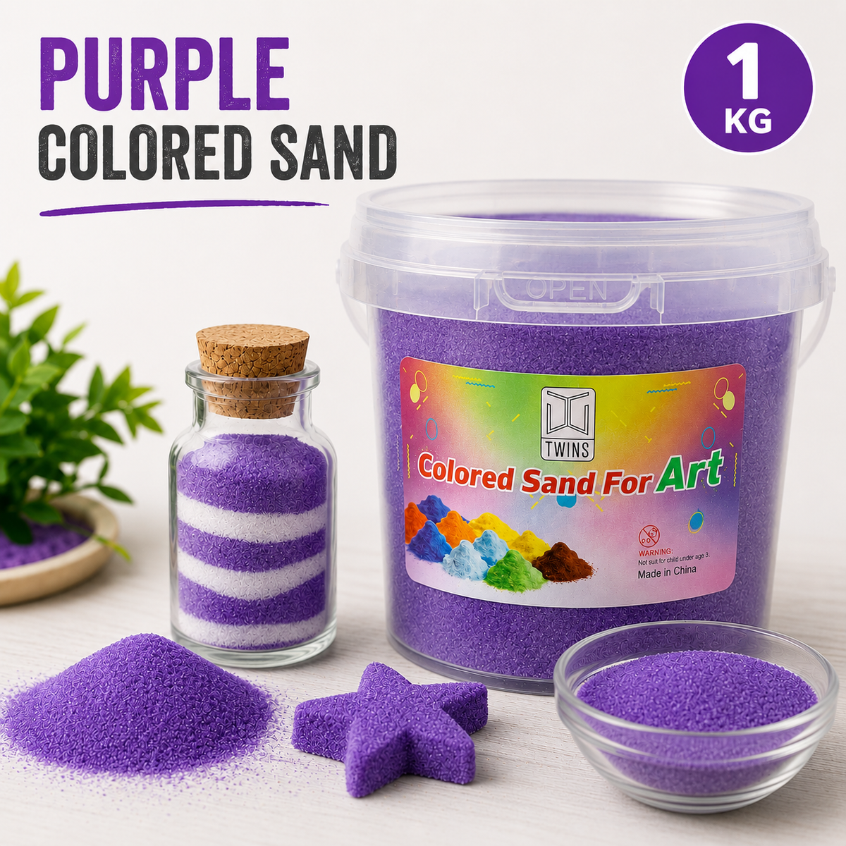Twins Colored Sand 1 Kilo Purple || رمل ملون توينز 1 كيلو بنفسجي