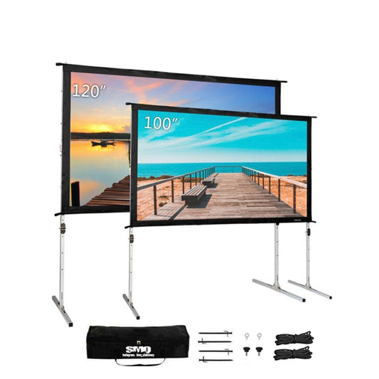 SMQ Fast Folding Projector Screen 4k Ultra HD with bag and tools (100 inch) || اس ام كيو شاشة عرض سنمائي4k Ultra HD مع حقيبة و مثبتات أرضية (100 بوصة)