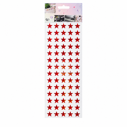 Crystal Sticker Sheet - Stars - Red || ورقة ستيكر كريستال - نجوم - أحمر