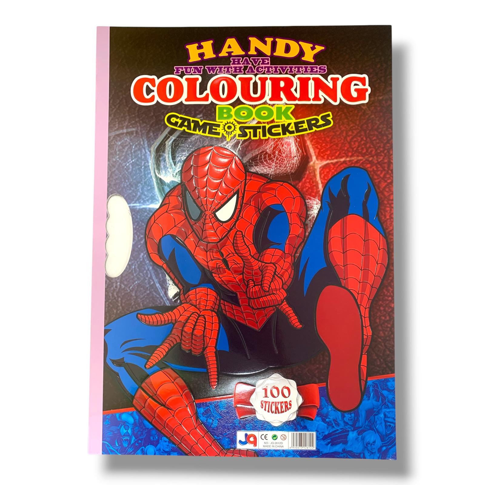 Coloring Book Game 100 Stickers Large Size Spiderman || دفتر تلوين مع 100 ستيكر جامبو سبايدر مان