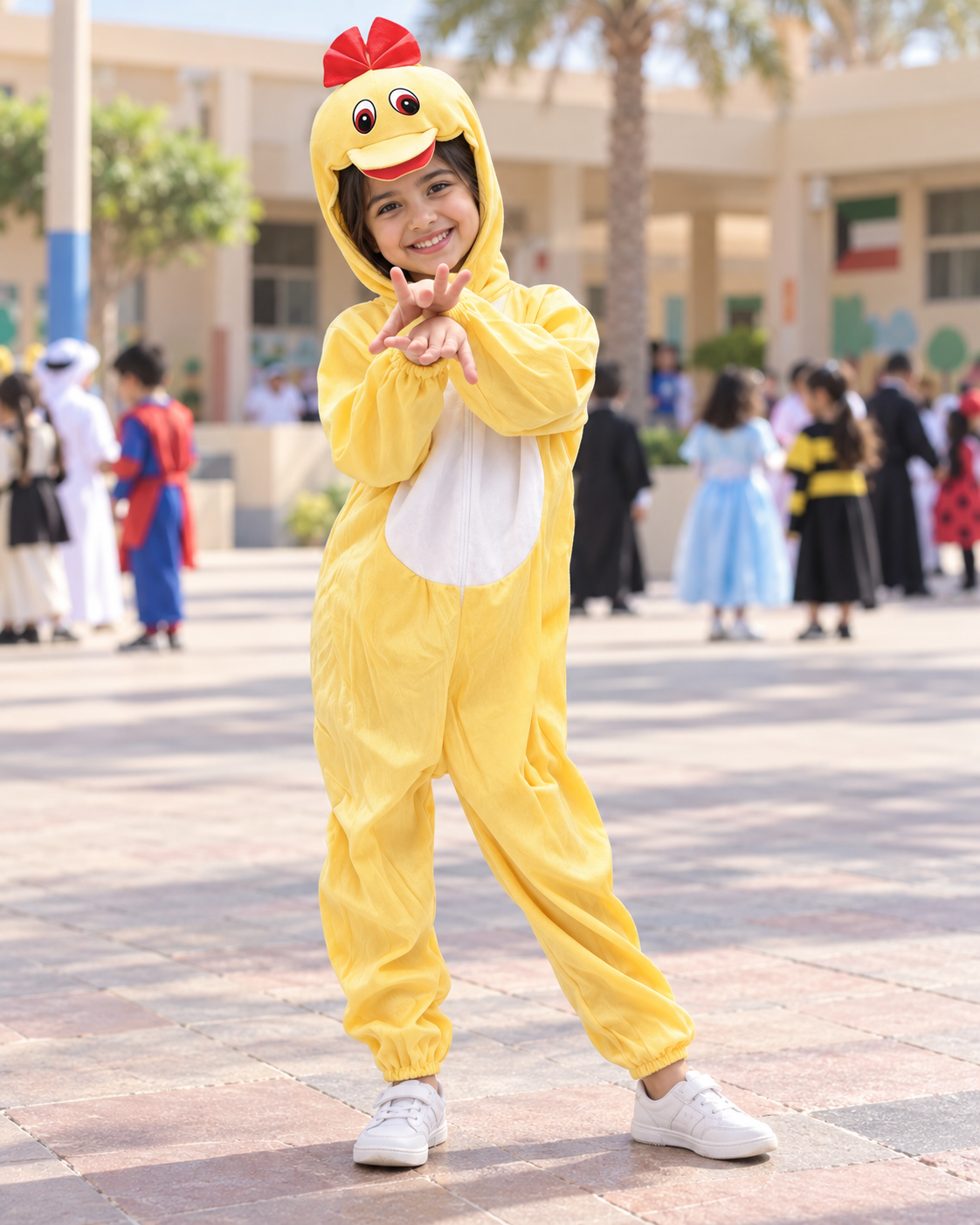 Yellow Chick Hooded Costume – Size L (120–130 cm) || زي كتكوت أصفر بغطاء رأس – مقاس L (120–130 سم)