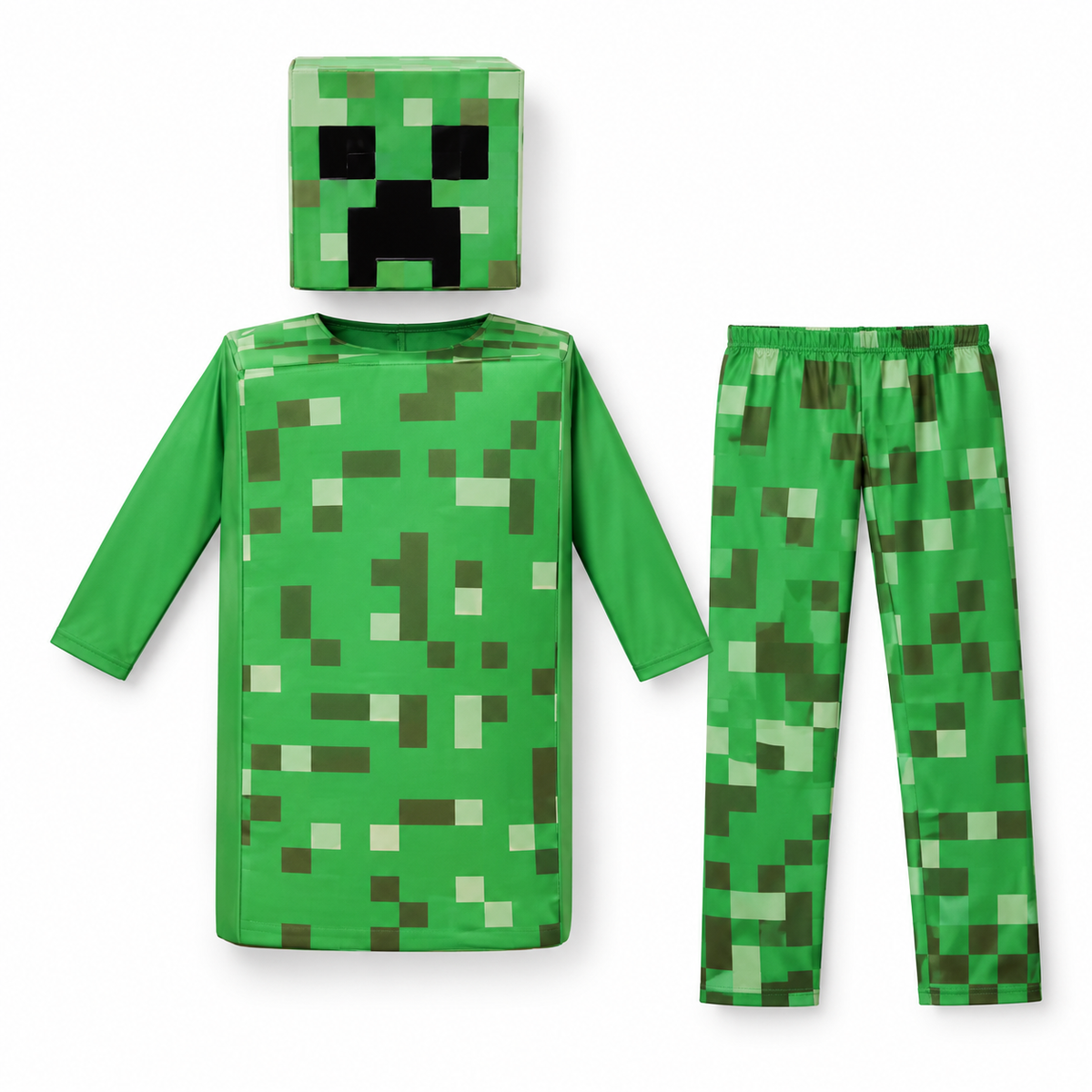 Green Pixel Creature Costume Set – Size L (130–140 cm) || طقم زي مخلوق بكسل أخضر – مقاس L (130–140 سم)