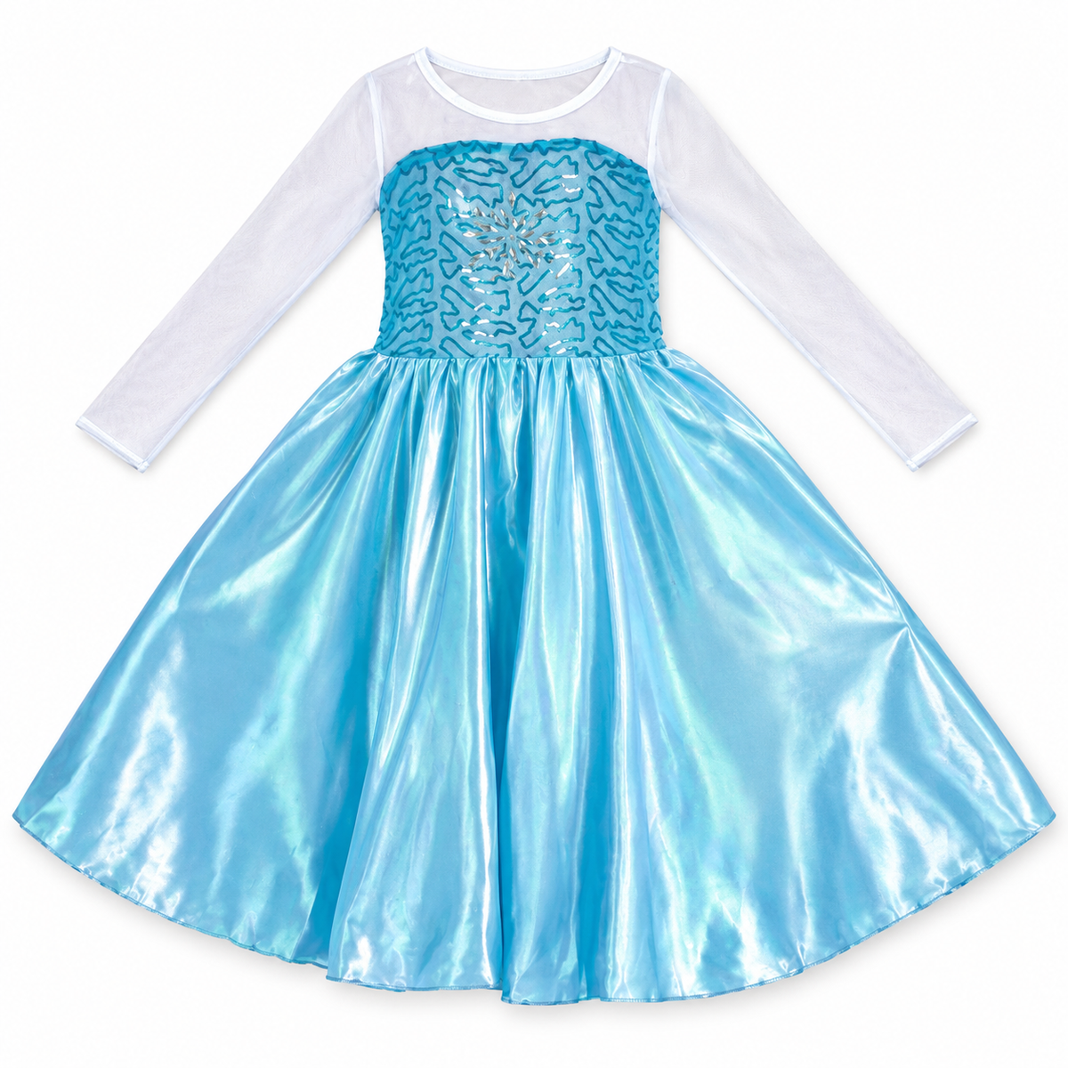 Blue Ice Princess Costume Dress – Size L (120–130 cm) || فستان تنكري أميرة الثلج أزرق – مقاس L (120–130 سم)