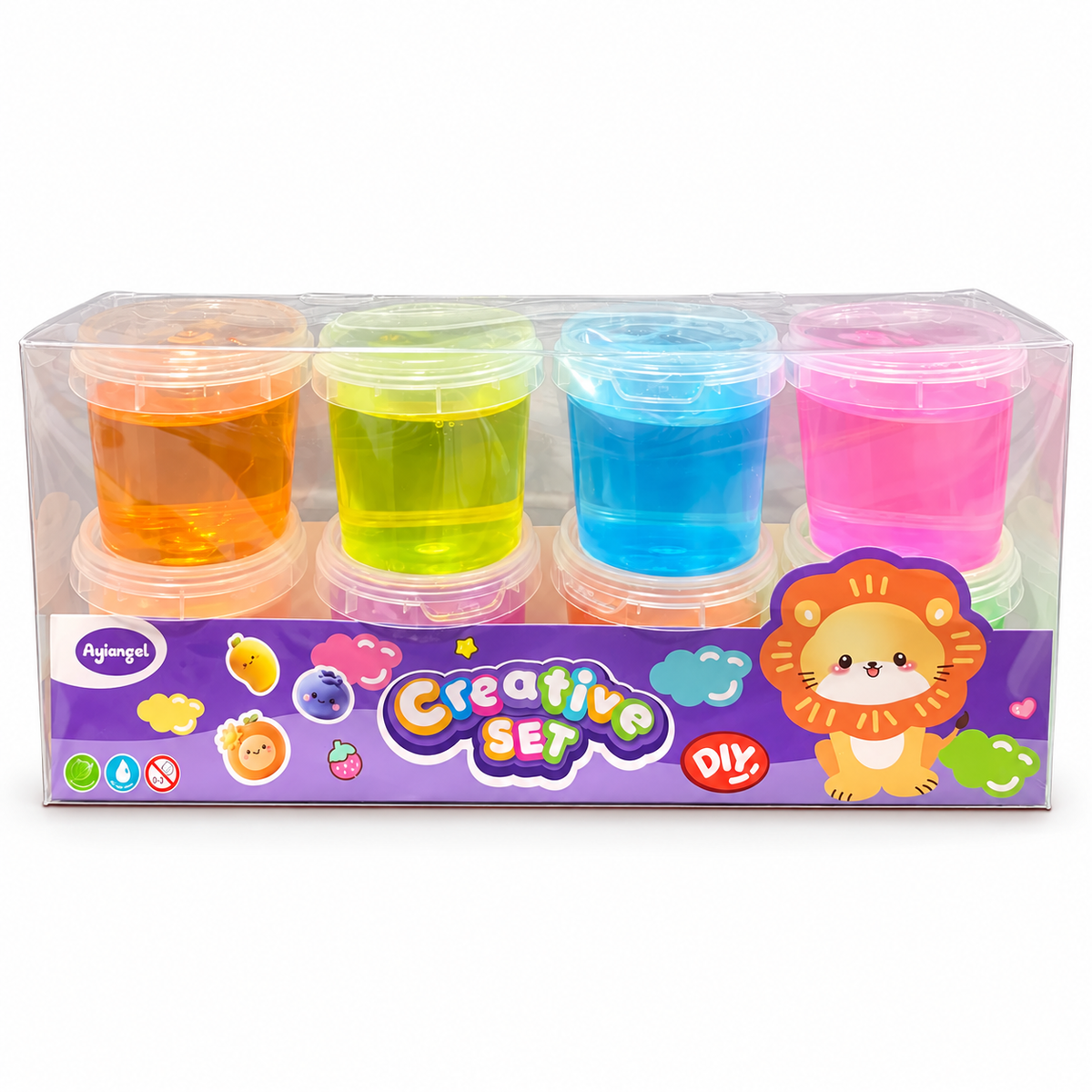 Ayiangel Creative Jelly Slime Set 8 Cups – Lion || مجموعة سلايم جيلي Ayiangel من 8 علب – أسد