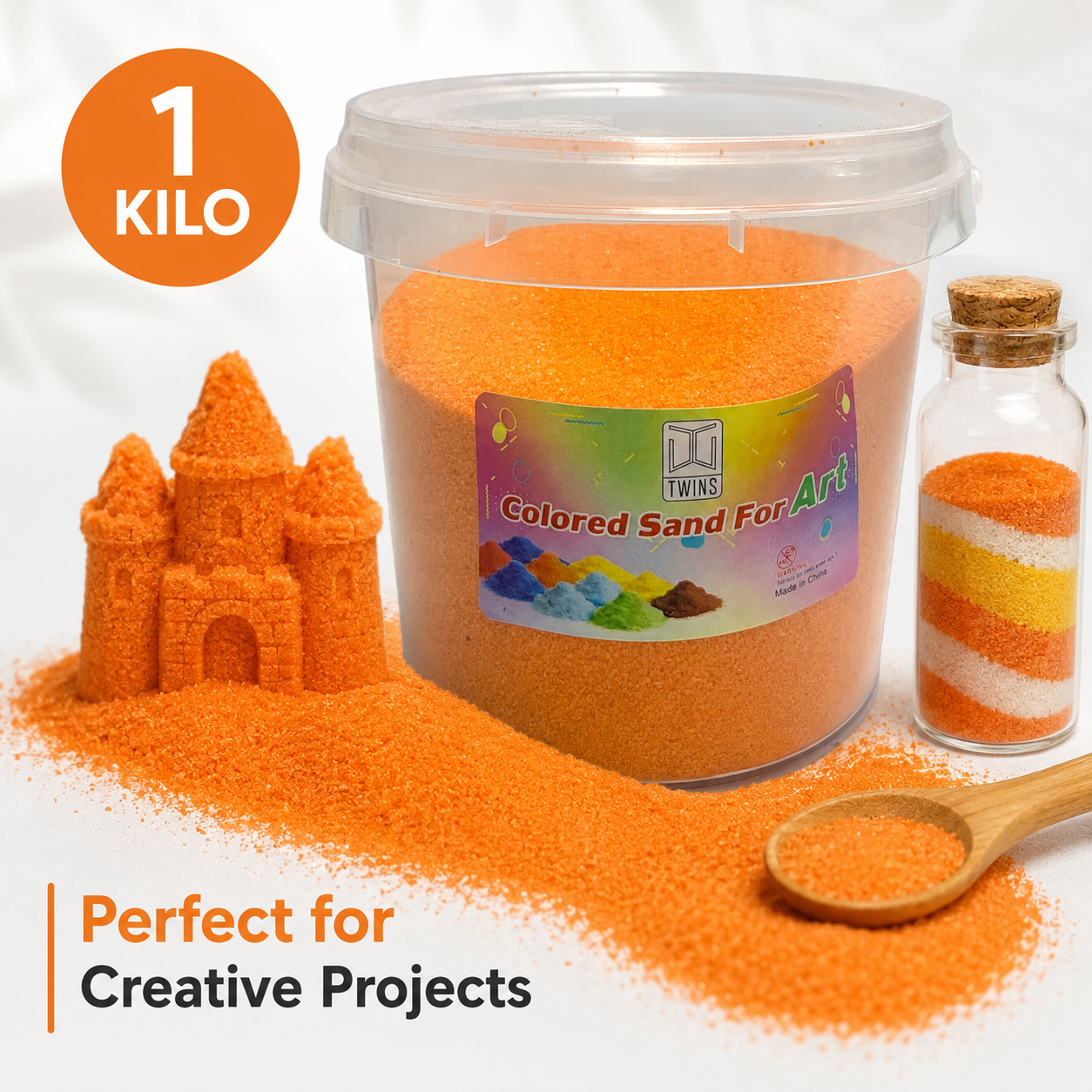 Twins Colored Sand 1 Kilo Orange || رمل ملون توينز 1 كيلو برتقالي