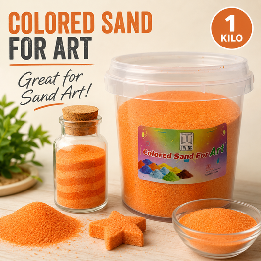 Twins Colored Sand 1 Kilo Orange || رمل ملون توينز 1 كيلو برتقالي