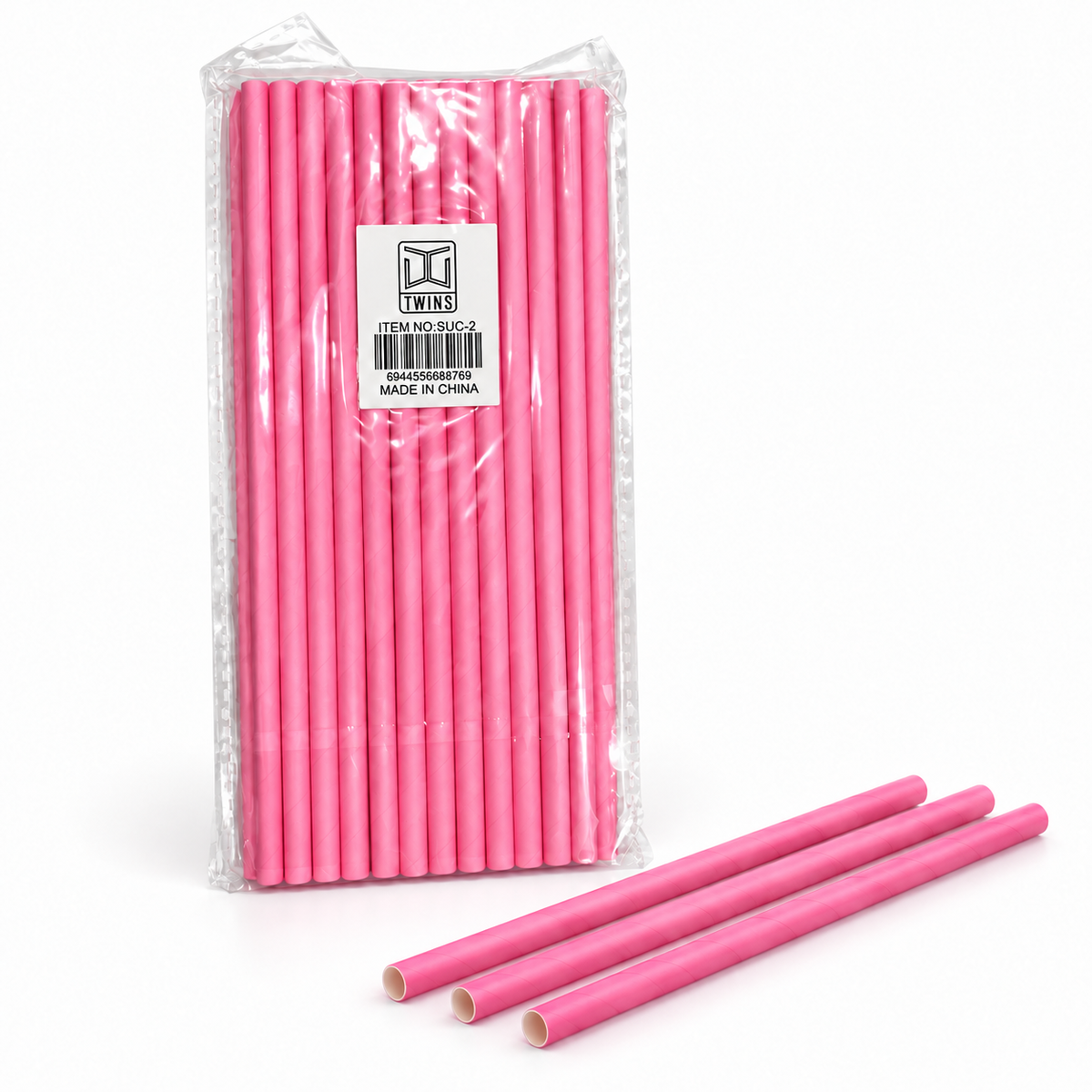 Pink Paper Straws || مصاصات ورقية وردي
