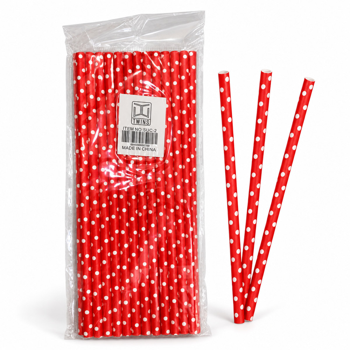 Red Polka Dot Paper Straws || مصاصات ورقية أحمر منقط