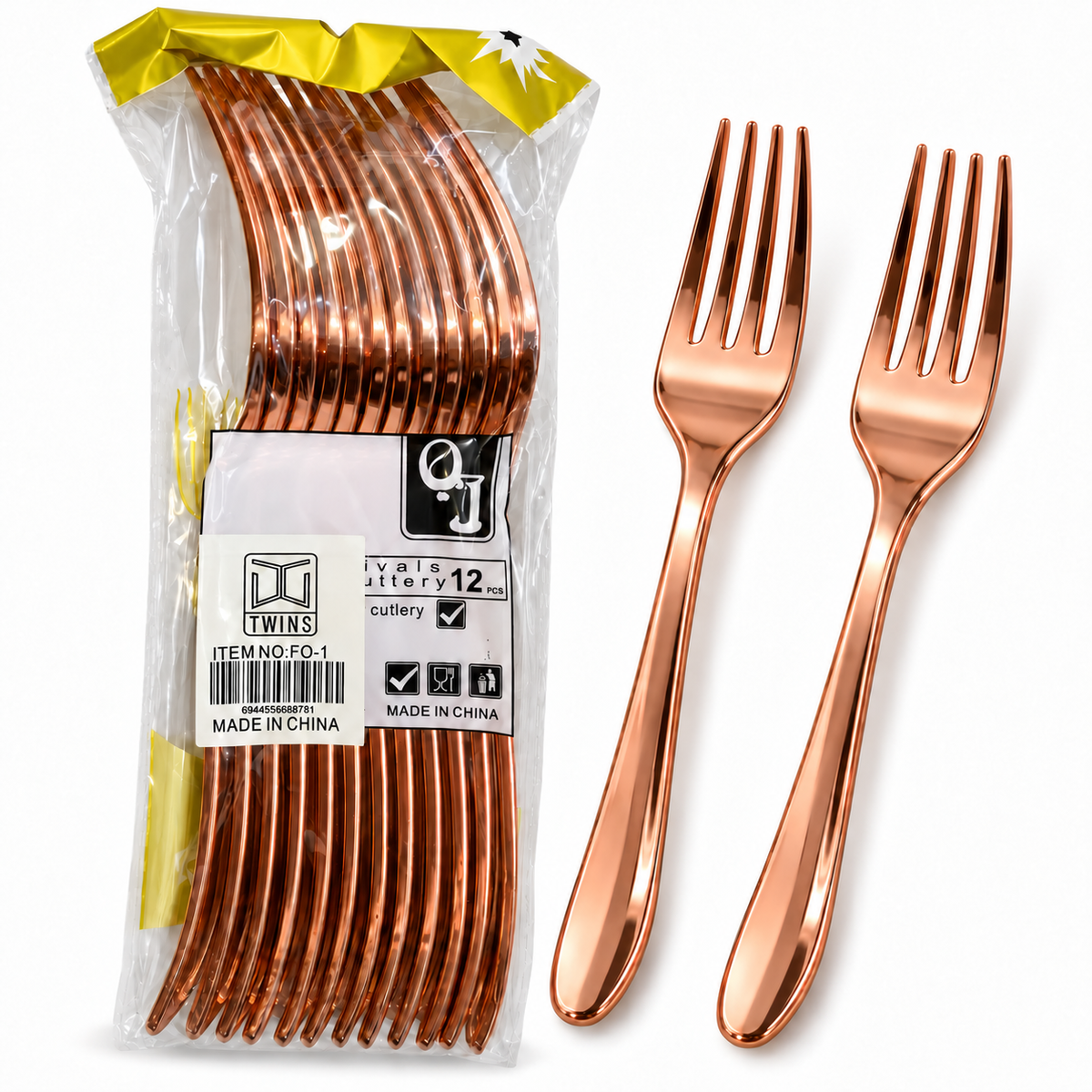 Rose Gold Plastic Forks 12 Pcs || شوك بلاستيك روز جولد 12 قطعة