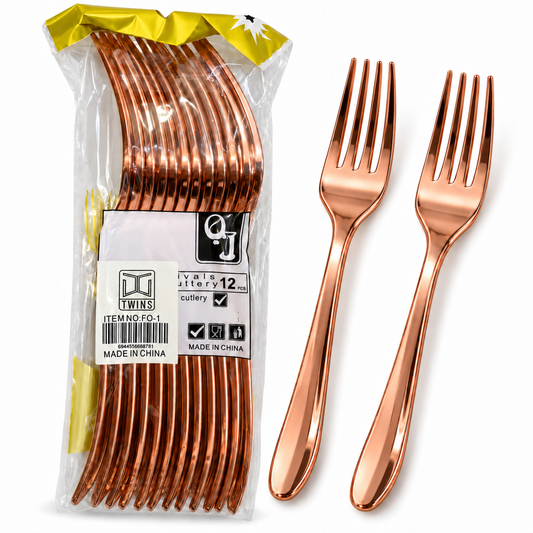 Rose Gold Plastic Forks 12 Pcs || شوك بلاستيك روز جولد 12 قطعة