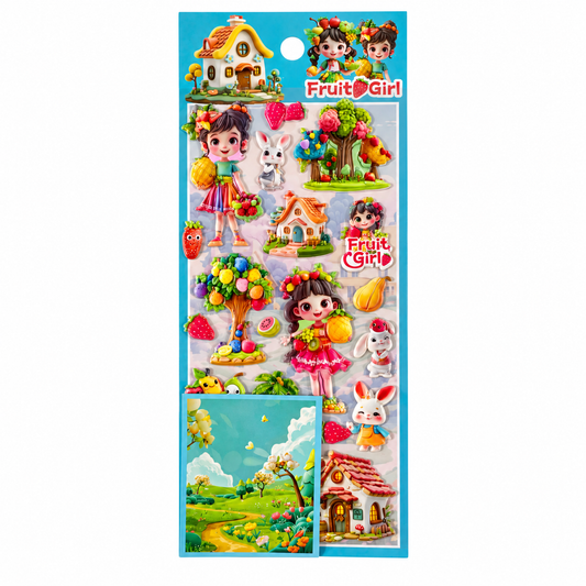A&T Embossed Stickers Fruit Girl #3 || ستيكرات بارزة اي اند تي فرووت جيرل #3