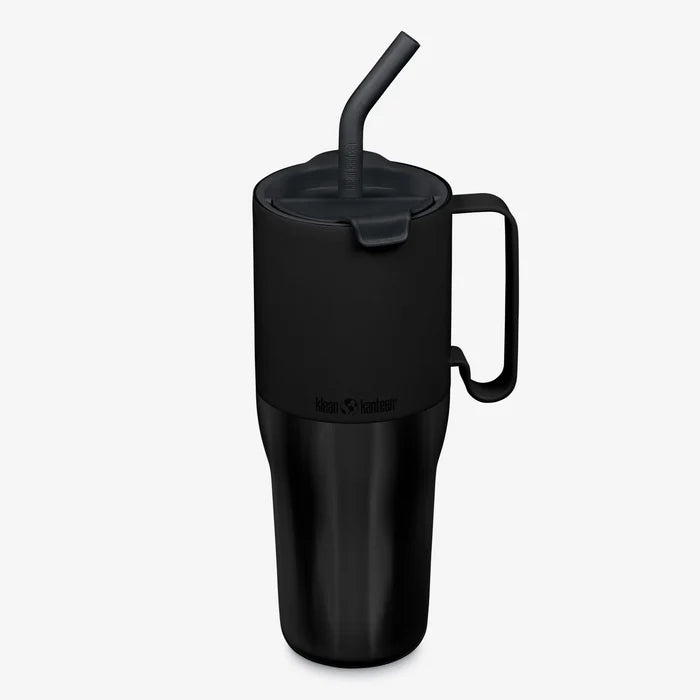Klean Kanteen 1064 ml Rise Tumbler Grippi Style with Straw Lid Black Color || مطارة ماء كلين كانتين مع عود مصاص ستايل جريبي 1064مل لون اسود
