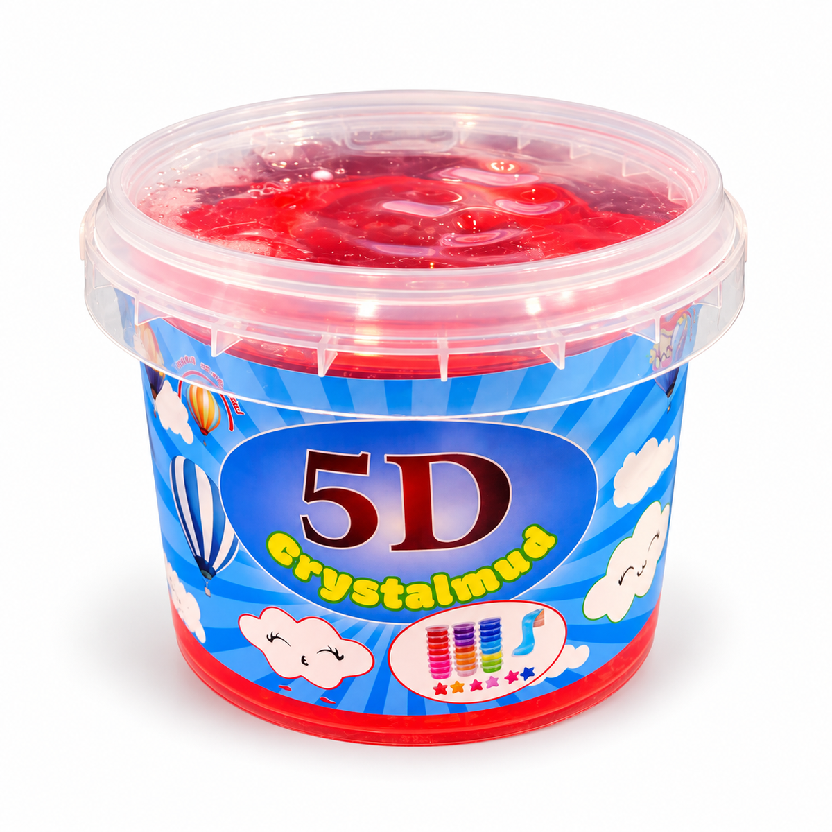 سطل طين كريستال 5D أحمر