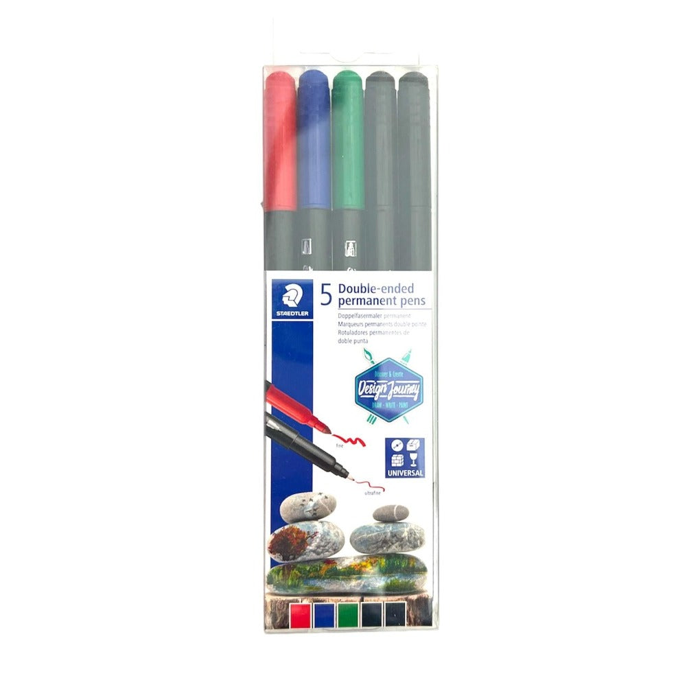 Staedtler Double Ended Permanent Pen 5 Colors || اقلام حبر ثابتة ستدلر ٥ لون