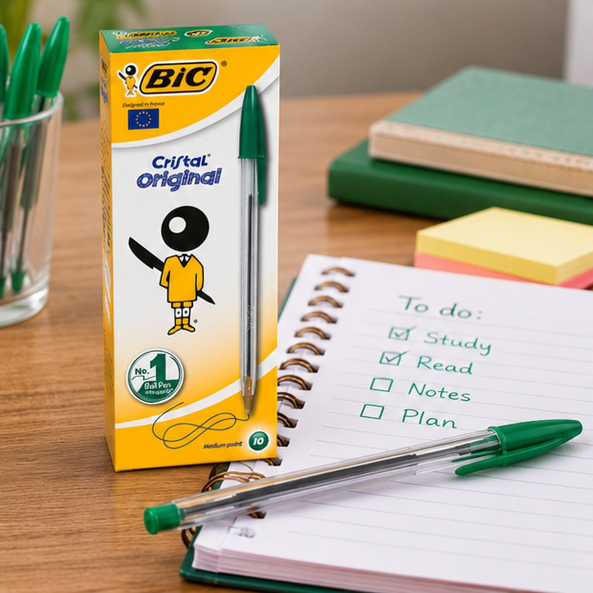 باكيت ١٠ أقلام حبر BIC Cristal Original أخضر 1.0 مم
