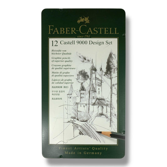 Faber Castell 9000 Design Set Graphite 12 Pencils || اقلام رسم رصاص احترافية فيبر كاستل ١٢ قلم مجموعة تصميم ٩٠٠٠