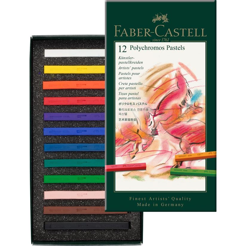 Faber castell Polychromos Pastels Set 12 || الوان باستيل فيبر كاستل 12 بوليكروموس لون