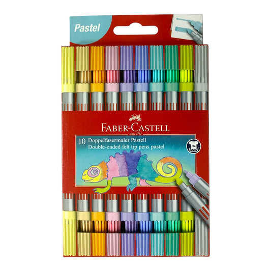 Faber Castell Double Felt Tip Colored Markers 10 Pastel Colors || الوان شينية فيبر كاستل براسين 10 لون باستيل
