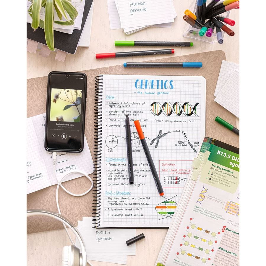 Faber-Castell Grip Finepen 0.4 set of 10 – official creative desk scene