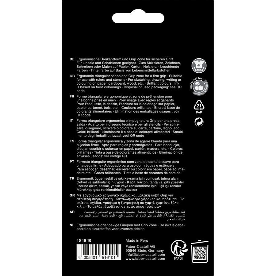 Faber-Castell Grip Finepen 0.4 set of 10 – official packaging details