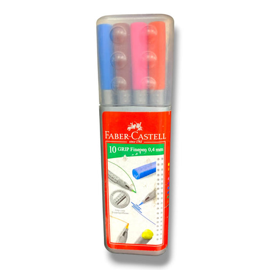 Faber castell Grip Fine Pen 10 Color Set 0.4mm || مجموعة الوان فيبر كاستل راس ضعيف 10 اون 0.4 مم