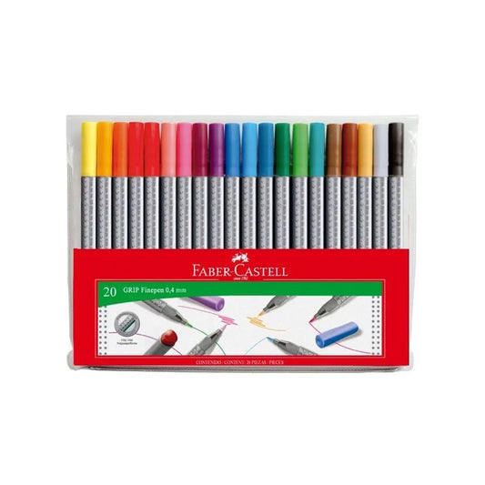 Faber castell Grip Fine Pen 20 Color Set 0.4mm || مجموعة الوان فيبر كاستل راس ضعيف 20 اون 0.4 مم