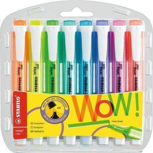 Stabilo Swing Cool Highlighters 8 Colors || اقلام فسفورية ملونة ستابيلو ٨ الوان مقاومة للجفاف⁩