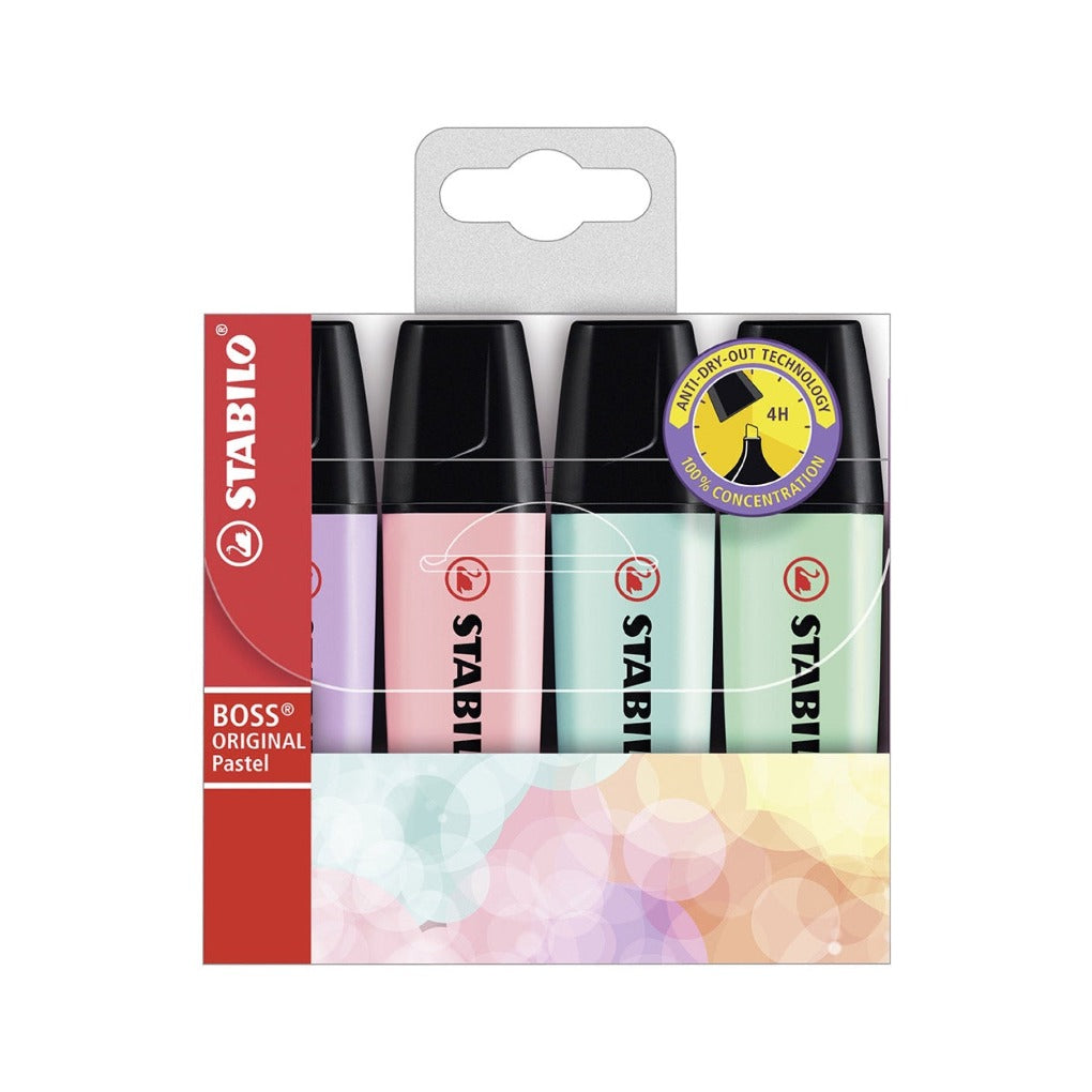 Stabilo Highlighters Pastel Colors Pack of 4 || اقلام ستابيلو الفسفورية الوان الباستيل مقاومة للجفاف