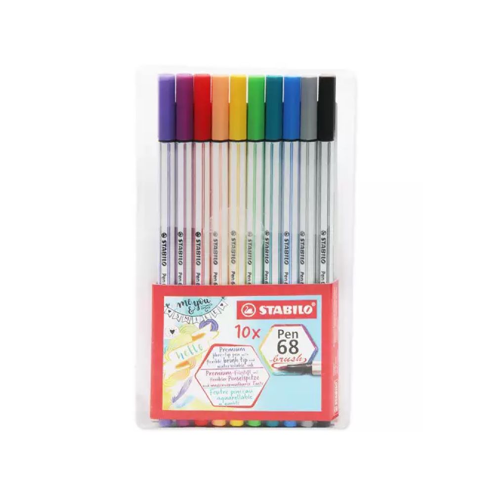 Stabilo Brush Pen 10 Colors || اقلام ستابيلو برش ماركر ١٠ لون