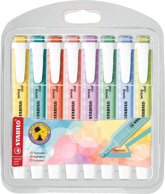 STABILO swing cool Pastel Highlighters – 8 Colors || أقلام تظليل ستابيلو سوينج كول باستيل – 8 ألوان