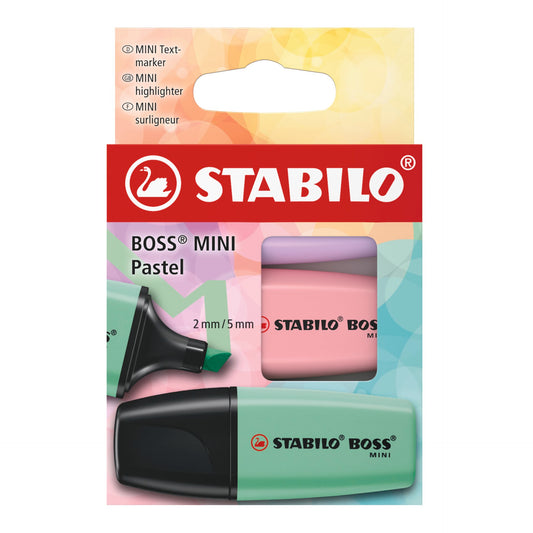 STABILO BOSS MINI Pastel Highlighters – 3 Colors || أقلام تظليل ستابيلو بوس ميني باستيل – 3 ألوان