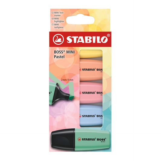 STABILO BOSS MINI Pastel Highlighters – 5 Colors || أقلام تظليل ستابيلو بوس ميني باستيل – 5 ألوان