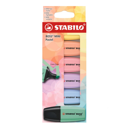 STABILO BOSS MINI Pastel Highlighters – 6 Colors || أقلام تظليل ستابيلو بوس ميني باستيل – 6 ألوان