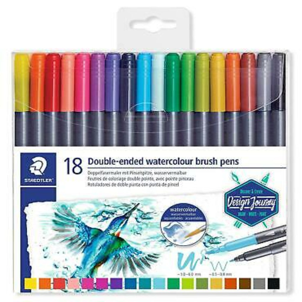 STAEDTLER Double Ended Watercolour Brush Pens 18 || الوان مائيه ستدلر ثنائية الرأس 18 لون