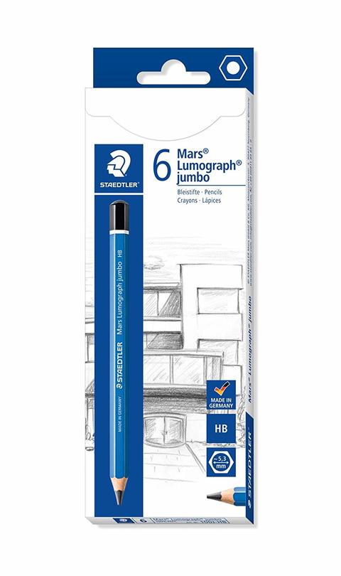 Staedtler - Mars Lumograph Pencil Pack of 6 Pieces ||  اقلام رصاص جامبو عالية الجودة ستدلر