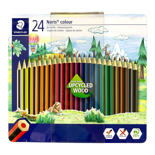 Staedtler Noris Colored Pencils 24 Pack || أقلام تلوين خشبية  ستيدلر نوريس علبه حديد 24 لون