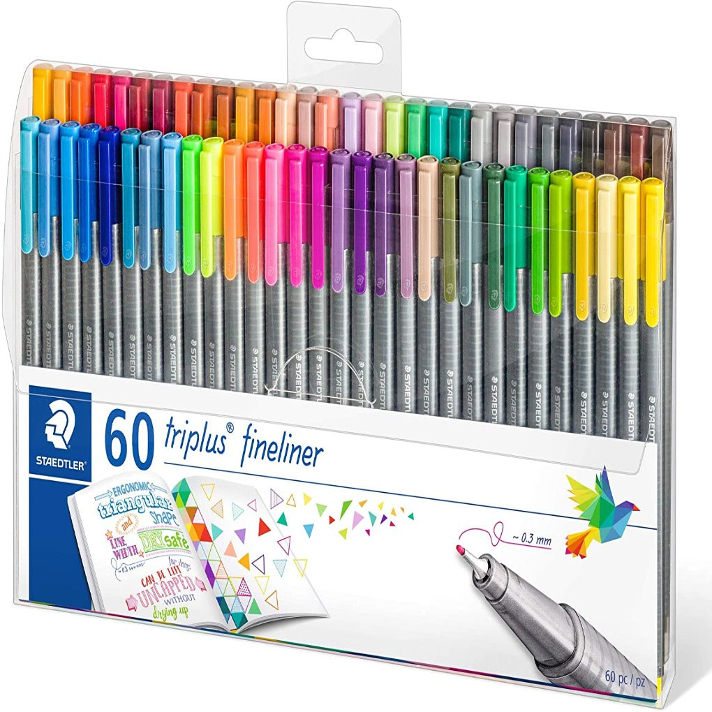 Staedtler triplus fineliner Triangular 60 colors || الوان ستدلر المثلثه سن رفيع فاين لينير 60 لون