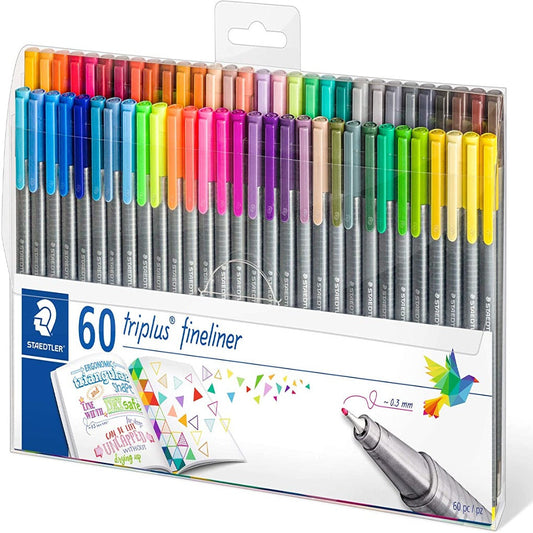 Staedtler triplus fineliner Triangular 60 colors || الوان ستدلر المثلثه سن رفيع فاين لينير 60 لون