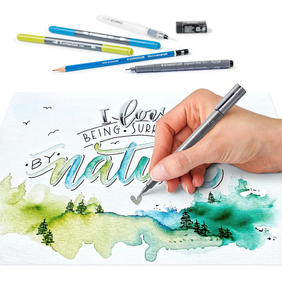 Staedtler Hand Lettering x Watercolor Set || مجموعة الوان ماركرز للرسم المائي ستدلر ١١ قطعة