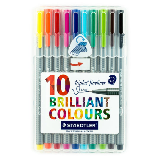 Staedtler Triplus Fineliner Brilliant Colors 10 Colors || الوان ستدلر فاينلاينر ملونة ضعيفه ١٠ لون