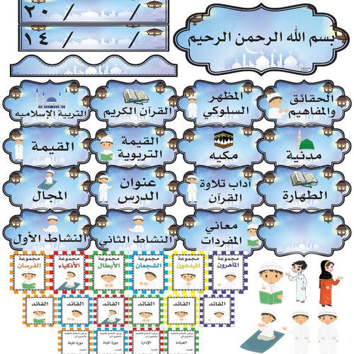 محتوى حقيبة السبورة لمادة التربية الاسلاميه أولاد 👦 ١