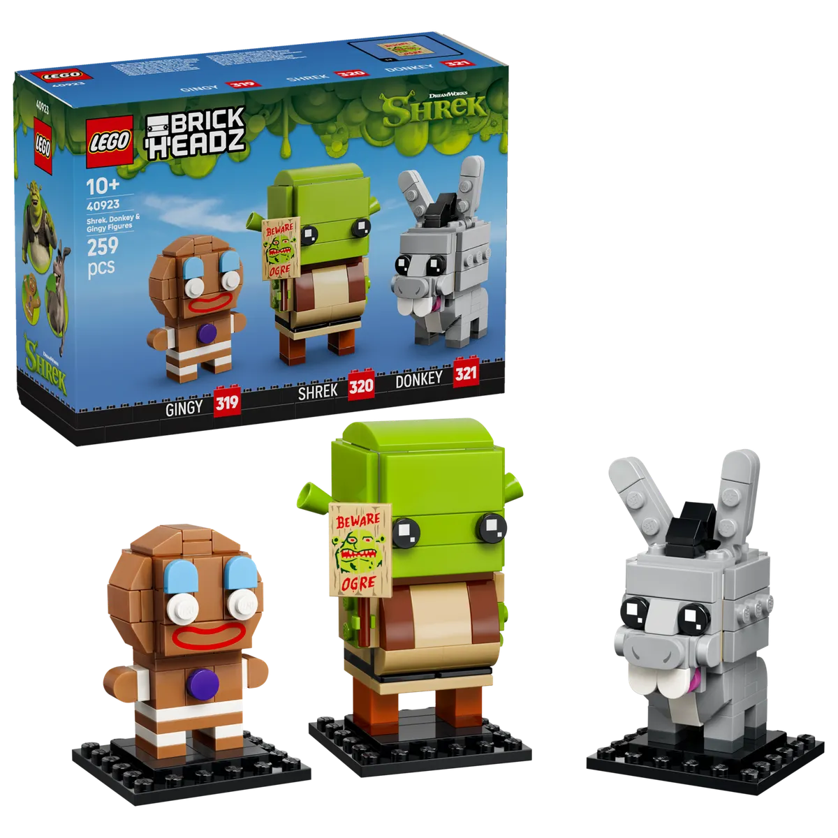 LEGO® BrickHeadz™ Shrek, Donkey & Gingy Figures 40923 official gallery image 2