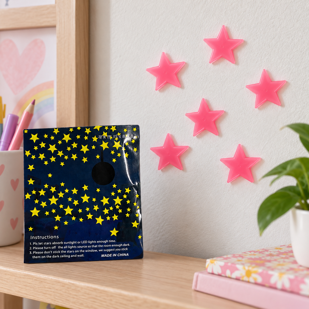 A&T Glow in The Dark Stars Pink || نجوم مضيئة اي اند تي لون وردي