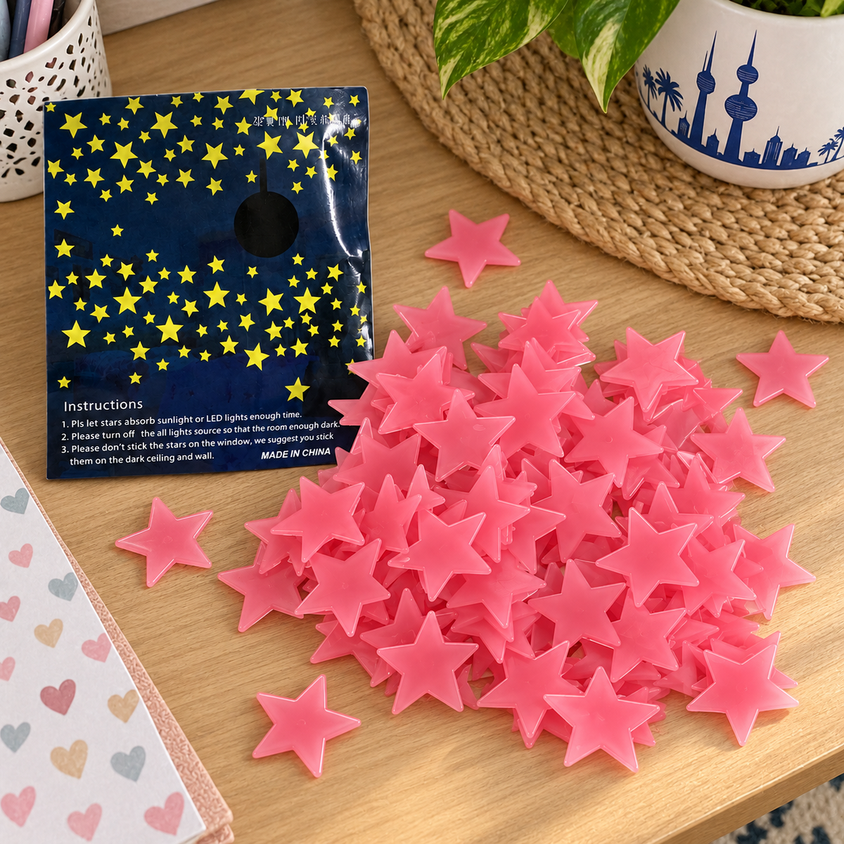 A&T Glow in The Dark Stars Pink || نجوم مضيئة اي اند تي لون وردي