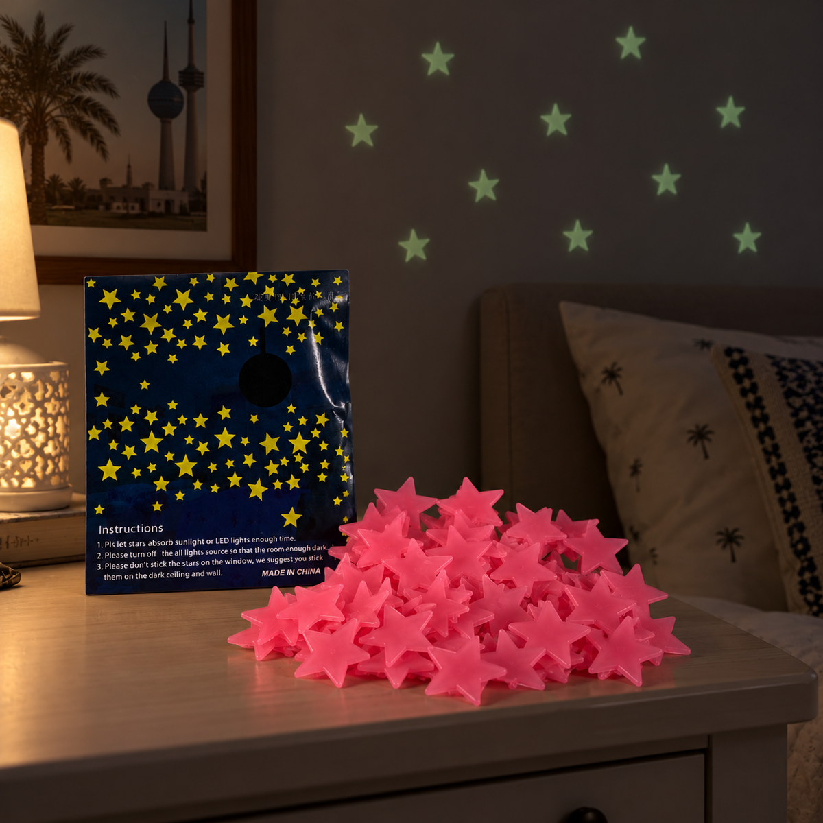 A&T Glow in The Dark Stars Pink || نجوم مضيئة اي اند تي لون وردي