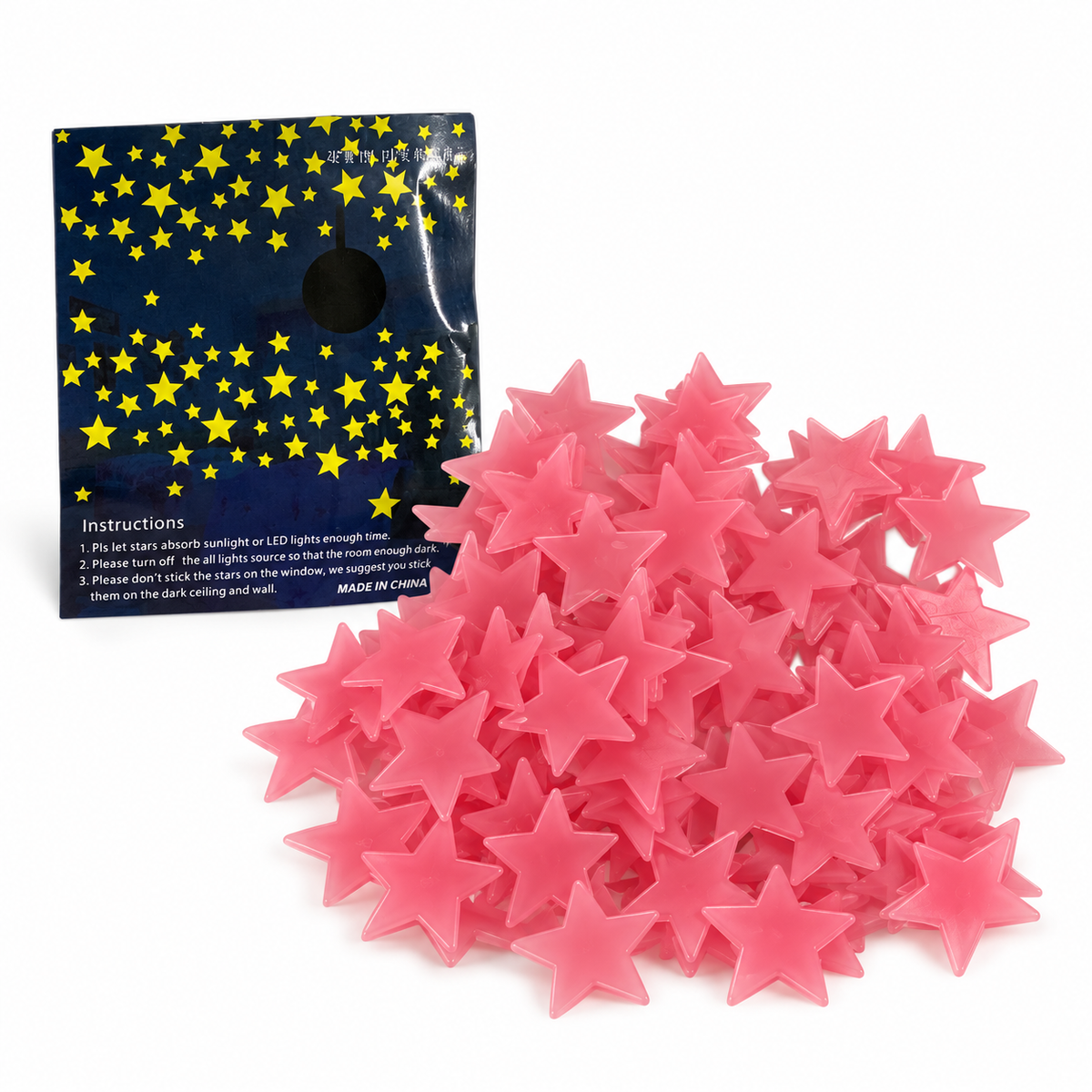 A&T Glow in The Dark Stars Pink || نجوم مضيئة اي اند تي لون وردي