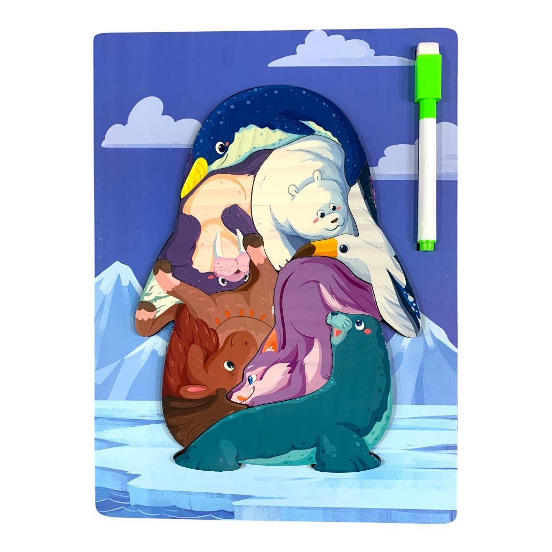 Arctic Animals Puzzle with Whiteboard || بازل مع سبورة بيضاء الحيوانات الثلجية