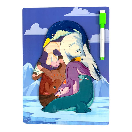 Arctic Animals Puzzle with Whiteboard || بازل مع سبورة بيضاء الحيوانات الثلجية
