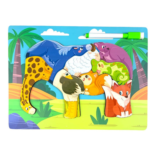 Elephant Puzzle with Whiteboard || بازل مع سبورة بيضاء حيوانات شكل فيل