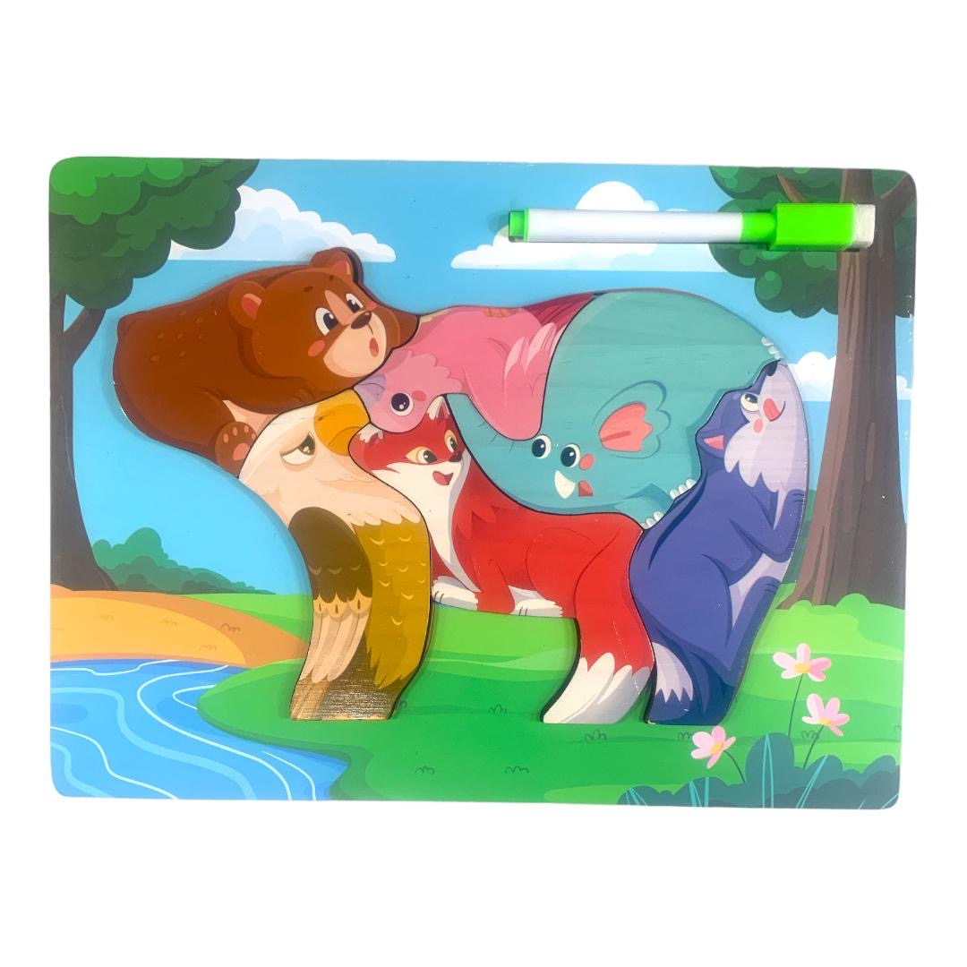 Bear Puzzle with Whiteboard || بازل مع سبورة بيضاء حيوانات شكل دب